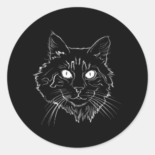 Pegatina Redonda Maine Coon Cat Line Art