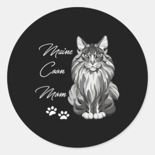 Pegatina Redonda Maine Coon Cat Mom