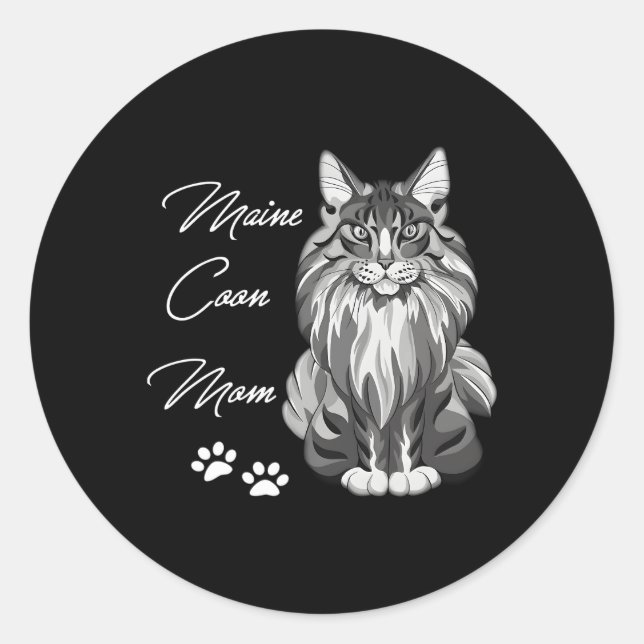 Pegatina Redonda Maine Coon Cat Mom (Anverso)