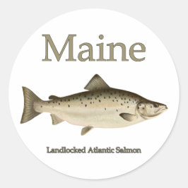 Pegatina Redonda Maine Landlocked Salmon