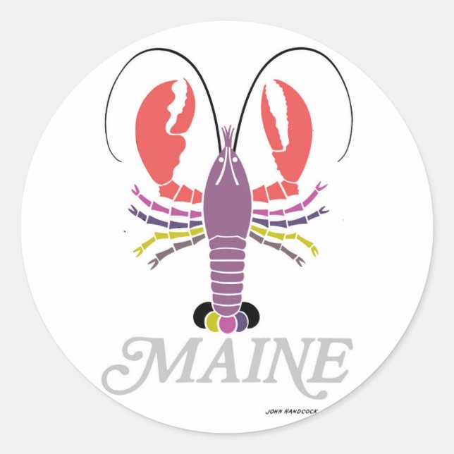Pegatina Redonda Maine Lobster (Anverso)
