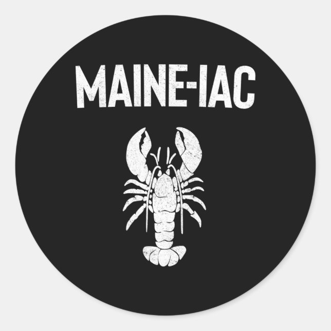 Pegatina Redonda Maine Lobster Crazy Lobster Comer Pesca Maine (Anverso)