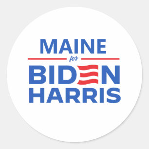 Pegatina Redonda Maine para Biden Harris