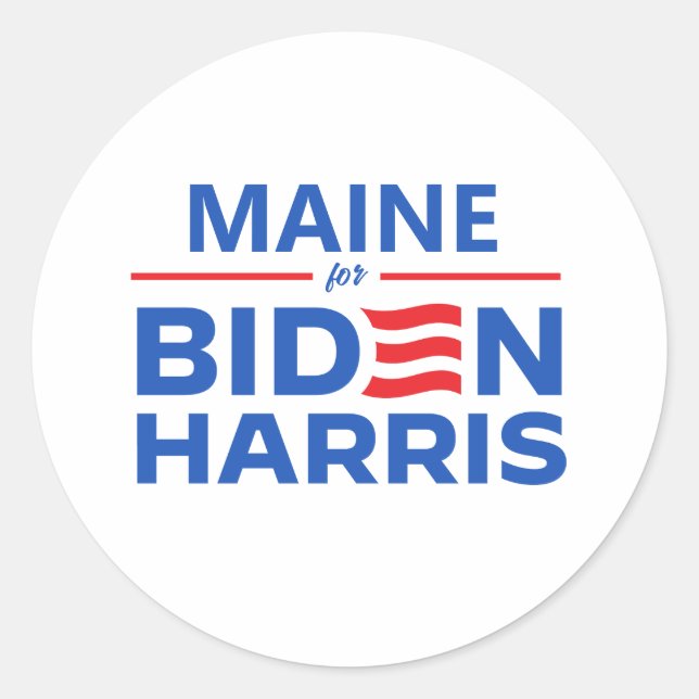 Pegatina Redonda Maine para Biden Harris (Anverso)