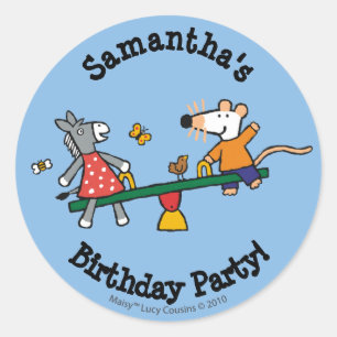 Pegatina Redonda Maisy y oscilación manchada en el patio