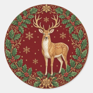 Pegatina Redonda Majestad del Invierno Carmesí