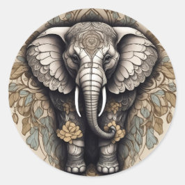 Pegatina Redonda Majestic Elephant Mandala