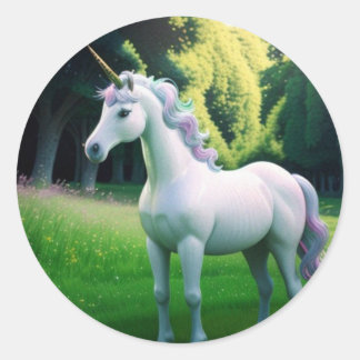 Pegatina Redonda Majestic Unicorn