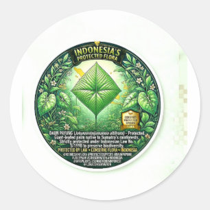 Pegatina Redonda Majestuoso Arte de Daun Payung - Rara Gigante Indo