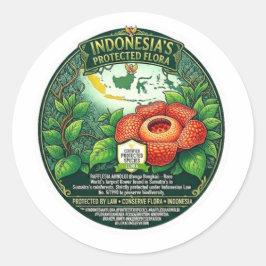 Pegatina Redonda Majestuoso Arte de Rafflesia Arnoldii - Rara Indon
