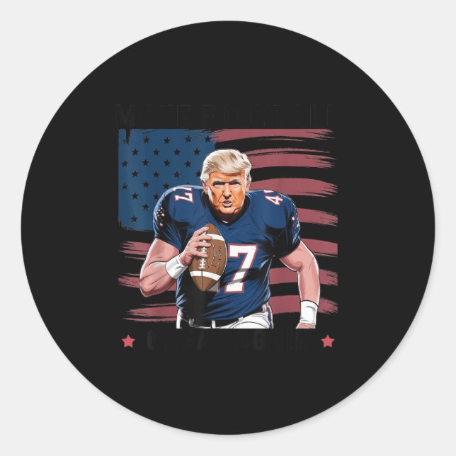 Pegatina Redonda Make American Football Great Again Trump Usa Flag  (Anverso)