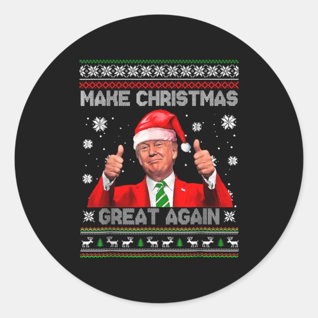 Pegatina Redonda Make Christmas Great Again Xmas Funny Trump Pajama (Anverso)