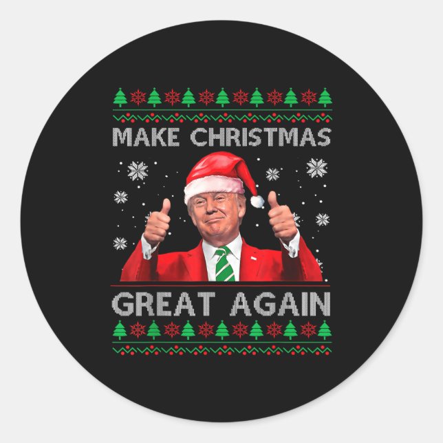 Pegatina Redonda Make Christmas Great Again Xmas Funny Trump Pajama (Anverso)