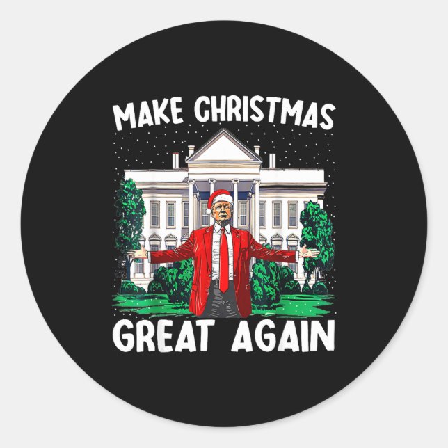 Pegatina Redonda Make Christmas Great Again Xmas Funny Trump Pajama (Anverso)