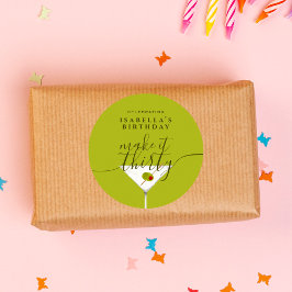 Pegatina Redonda Make It Thirty Green Martini 30 Nacimiento Fiesta