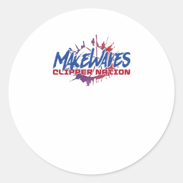 Pegatina Redonda Make Waves Baloncesto (Anverso)