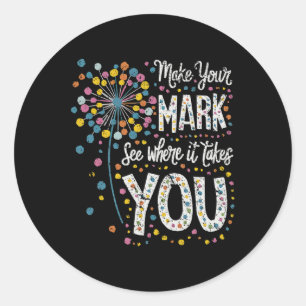 Pegatina Redonda Make Your Mark Happy Dot Day 2024 Dandelion
