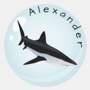 Pegatina Redonda Mako Shark en una burbuja personalice