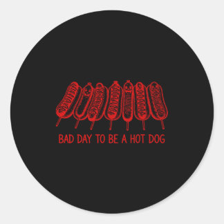 Pegatina Redonda Mal día para ser un hot dog - amante de los hot do