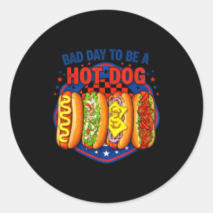 Pegatina Redonda Mal día para ser un hot dog - amante del hot dog c