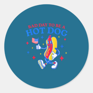 Pegatina Redonda Mal día para ser un hot dog divertido bbq a la par