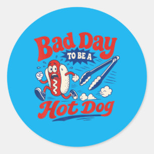 Pegatina Redonda Mal Día Para Ser Un Hot Dog Divertido Infantil Hom