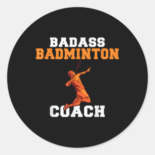 Pegatina Redonda Mal Entrenador de Bádminton