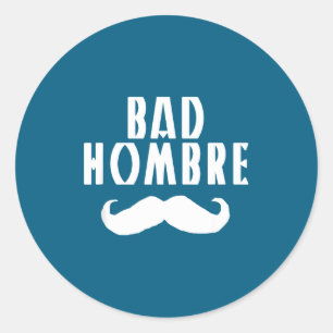 Pegatina Redonda Mal Hombre Con Bigote Divertido Trump