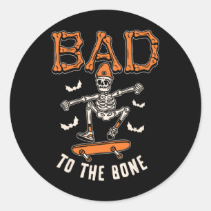 Pegatina Redonda Mal Para El Bone Skeleton Funny Skateboard Toddler