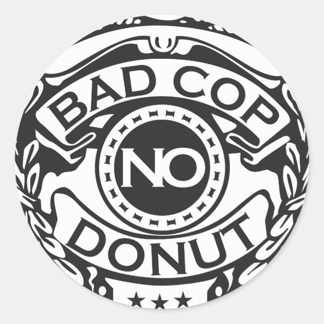 Pegatina Redonda Mal Policía Sin Donut - Negro (Anverso)