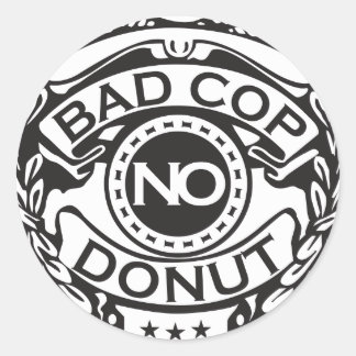 Pegatina Redonda Mal Policía Sin Donut - Negro