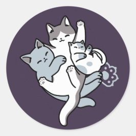 Pegatina Redonda Malabarismo de leva - gatos durmientes curados