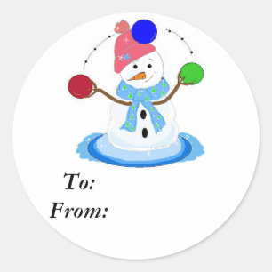 Pegatina Redonda Malabarista Snowman