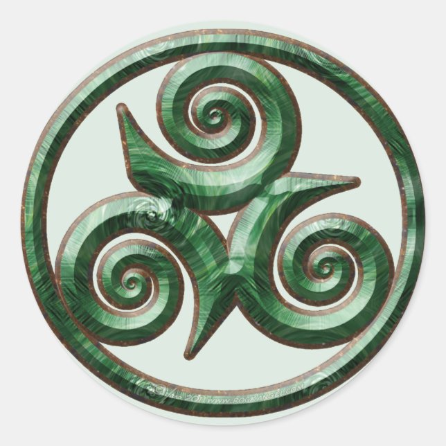 Pegatina Redonda Malachite Triskel (Anverso)