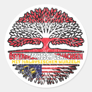 Pegatina Redonda Malasia Malaysisch Österreichisch Österreich Baum