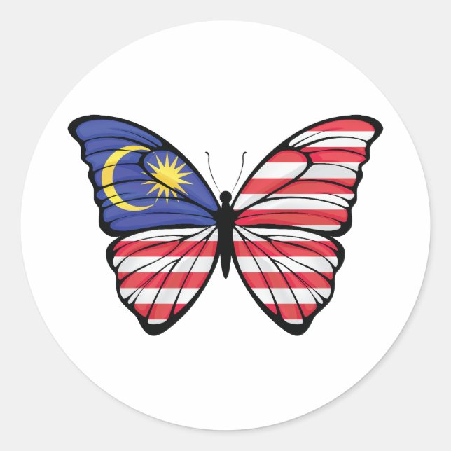 Pegatina Redonda Malaysia Hypolimnas Butterfly (Anverso)