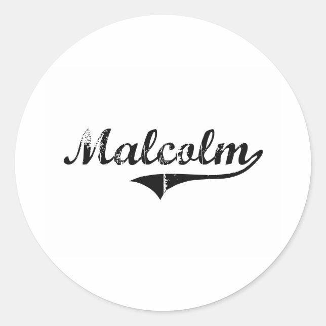 Pegatina Redonda Malcolm Classic Style Name (Anverso)