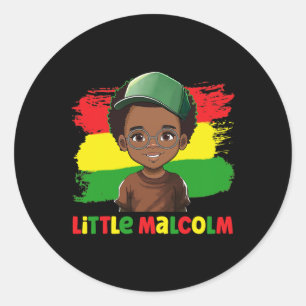 Pegatina Redonda Malcolm Mes De Historia Negra Melanin Niño Hijo Pr
