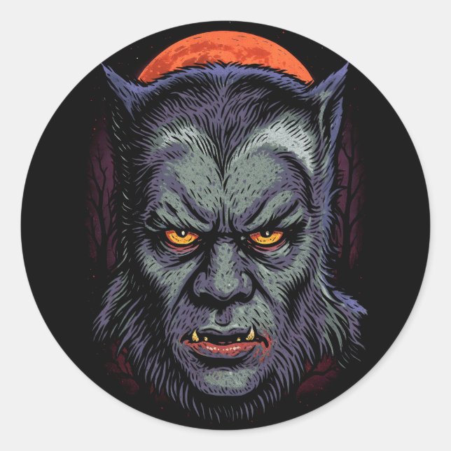 Pegatina Redonda Maldición de Werewolf (Anverso)