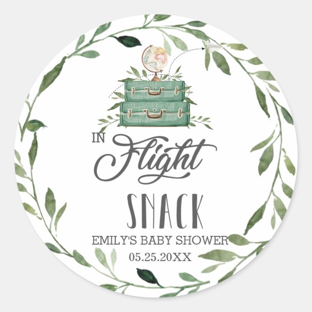 Pegatina Redonda Maleta De Aventura De Verdor En Favor Del Aperitiv (Anverso)