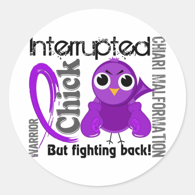 Pegatina Redonda Malformación de chick interrumpida 3 chiari (Anverso)