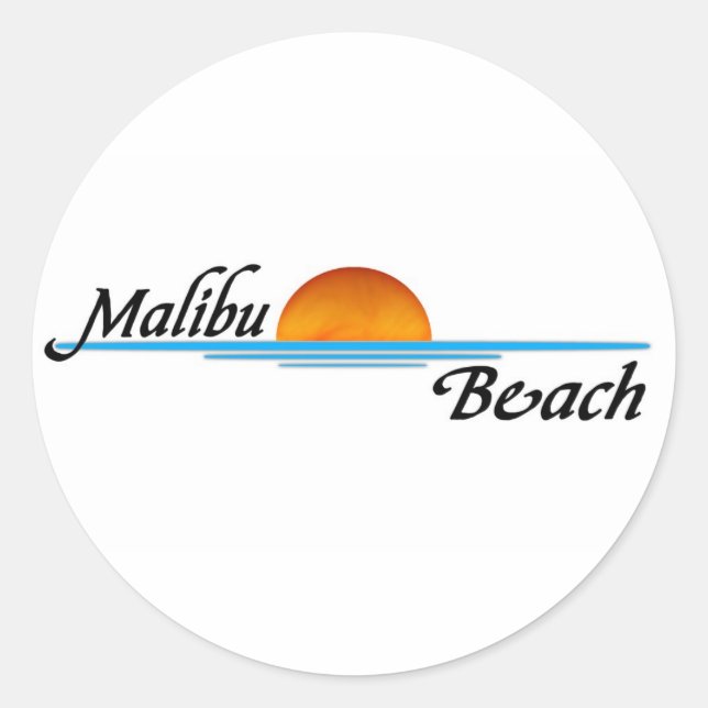 Pegatina Redonda Malibu Sunset (Anverso)