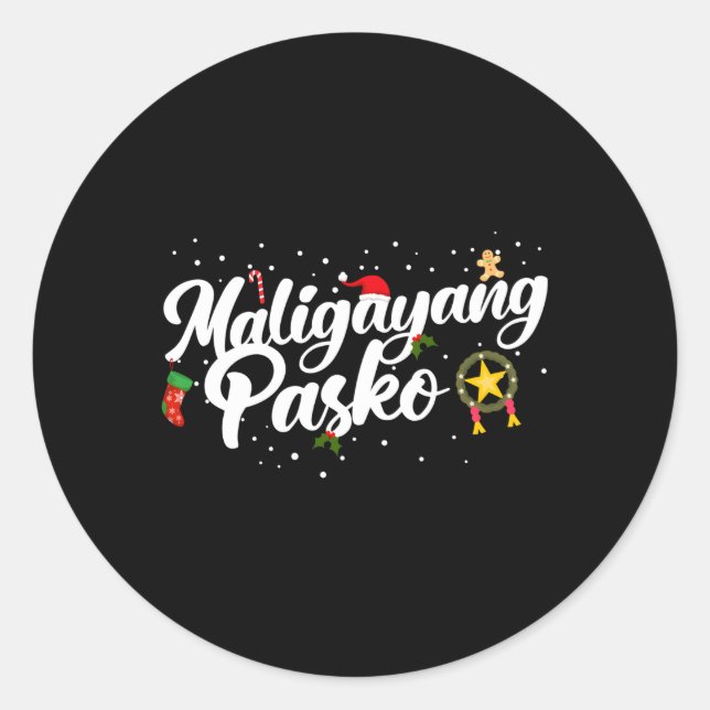 Pegatina Redonda Maligayang Pasko Filio (Anverso)