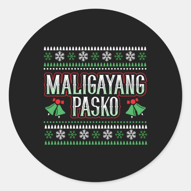 Pegatina Redonda Maligayang Pasko Philipes Merry (Anverso)
