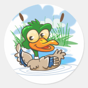 Pegatina Redonda Mallard Duck
