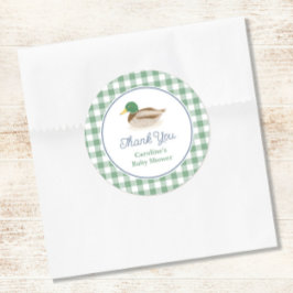 Pegatina Redonda Mallard Duck Country Hunting Baby Shower Gracias