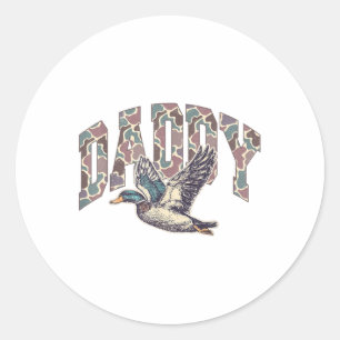 Pegatina Redonda Mallard Duck Hunting Dad Dad Retro Camouflage Dadd