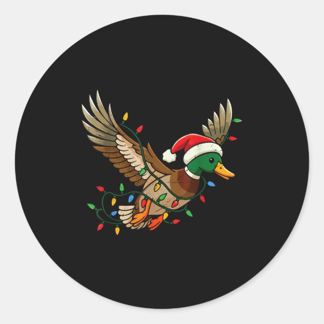 Pegatina Redonda Mallard Duck Light Christmas Hunting Pajama Toddle (Anverso)