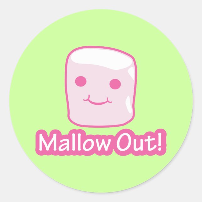Pegatina Redonda ¡Mallow Out! (Anverso)