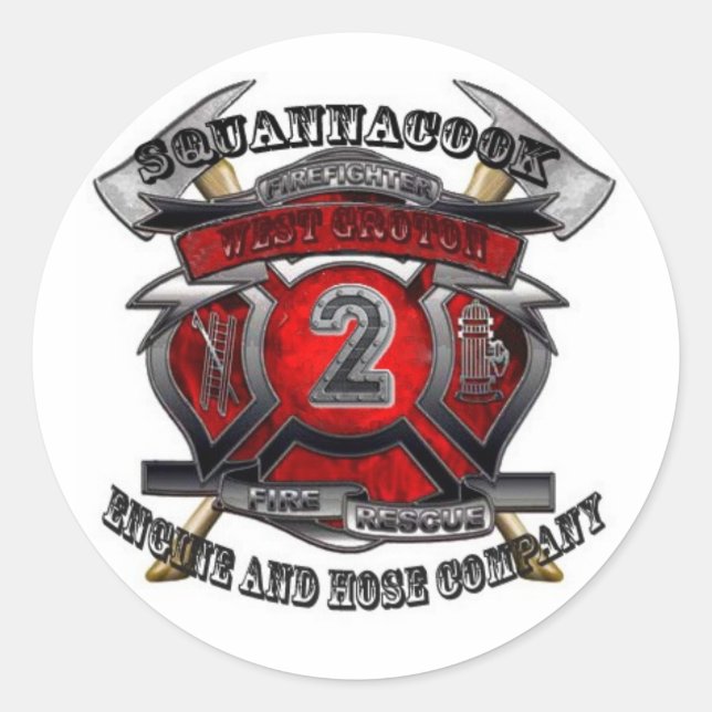 Pegatina Redonda Maltés de Groton Occidental (Anverso)